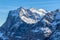 View of Wetterhorn from Kleine Scheidegg in Winter