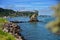 View of Whakatane River and town at Bay of Plenty in New Zealand