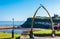 View of The whale bones, Whitby town symbol with abbey in background