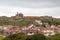 View of Whitby Abbey ruin above town