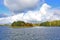 View of the White Biale Lake, Augustow, Poland in autumn sunny day