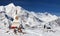 View of white buddhist stupa and Annapurna range