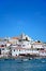 View of the white town and harbour, Ferragudo, Portugal.