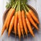 view Wholesome image vibrant carrots gathered in a bunch on wood