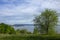 View of the wide Volga river from the hill