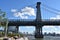 View of Williamsburg Bridge from Domino Park in Brooklyn, New York