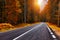 View of winding road. Asphalt roads in the Italian Alps in South Tyrol, during autumn season. Autumn scene with curved road and