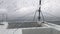 View through window of boat, storm in the Adriatic Sea nearby coast of Croatia, strong heavy rain through catamaran