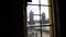 View from window of British bridge. Action. Inside apartment there is beautiful view from window of tower bridge with