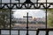 View from the window of the Dominus Flevit Church on the Temple Mount from the Mount Eleon - Mount of Olives in East Jerusalem in