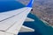 View from the window of a Flydubai plane taking off on buildings in the center of the country, in Tel Aviv, and on the Israeli