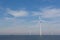 View of windturbines in the Dutch Noordoostpolder, Flevoland
