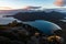 View of Wineglass Bay from the summit of Mount Amos in Tasmania, Australia