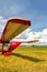 View of a wing of the ultralight plane