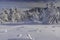 A view of a winter landscape from the top of Radhost Mountain