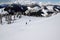 A view of winter mountain hiking