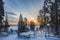 View of the winter sunrise from the observation deck of the park.