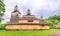 View at the Wooden Church of Protection of the Blessed Virgin in village Mirola - Slovakia