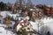 View of the wooden houses of a small slovak village.