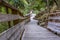 View of wooden suspended pedestrian walkway