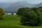 View from the Wray castle to the shoreline of lake Windermere