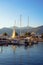 View of yacht marina of Porto Montenegro on sunny autumn day. Montenegro, Bay of Kotor, Tivat city