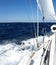 View from the yacht in the wind at sea