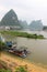 View of Yangshuo green hills and Lijiang river