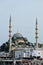 View of Yeni Mosque undergoing repairs in Istanbul