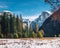 View of Yosemite Valley at winter with Half Dome - Yosemite National Park, California, USA