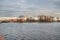 View of Zayachiy island from another shore of the river Niva with Piters and Paul cathidral on the background in St. Petersburg