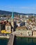 View of Zurich from the tower of the Grossmunster cathedral