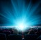 Viewers watch shining light in the cinema