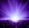 Viewers watch violet shining light in the cinema hall