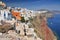 Viewing point of Santorini Caldera Oia white houses. Oia, Santorini Island, Greece