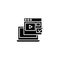Viewing videos black icon concept. Viewing videos flat vector symbol, sign, illustration.