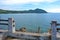 Viewpoint and broken fence at Koh Si Chang Island Thailand.Gulf of Thailand.