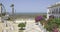 Viewpoint in Chipiona from where you can see the beach and the fishing pens of this beautiful town, Cadiz, Andalusia, Spain