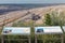 Viewpoint with information panels near Hambach lignite mine in Germany