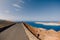 Viewpoint with La Graciosa at Lanzarote. Panorama of scenic view of La Graciosa Island