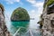 Viewpoint of mountain limestone with emerald sea at Loh Samah ba