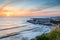 Viewpoint with panoramic landscape of the picturesque village of Ericeira at sunset. Close to Lisbon this fishing village is an am