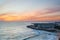 Viewpoint with panoramic landscape of the picturesque village of Ericeira at sunset. Close to Lisbon this fishing village is an am