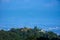 Viewpoint of Phra That Doi Suthep in the morning. Airplane flying over and Chiang Mai city view with lens flare, Chiang Mai,