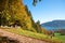 Viewpoint Prinzenruhe, above lake Tegernsee, autumn landscape upper bavaria