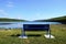 Viewpoint with seat, overlooking Hemlock Lake