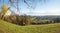 viewpoint in spring landscape, lookout to Ellwangen castle and village