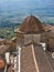 Viewpoint on a surrounding landscape from a bell tower over the roof and dome of Volterra cathedral, Tuscany