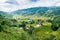 Viewpoint of Tavan village on rice field terraced with river