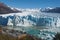 Viewpoint to scenic panoramic overview view of the famous gigantic melting Perito Moreno glacier. Patagonia  Argentina